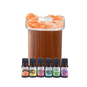Pack Humidificador Piedras Sal + 6 Esencias Marron Oscuro