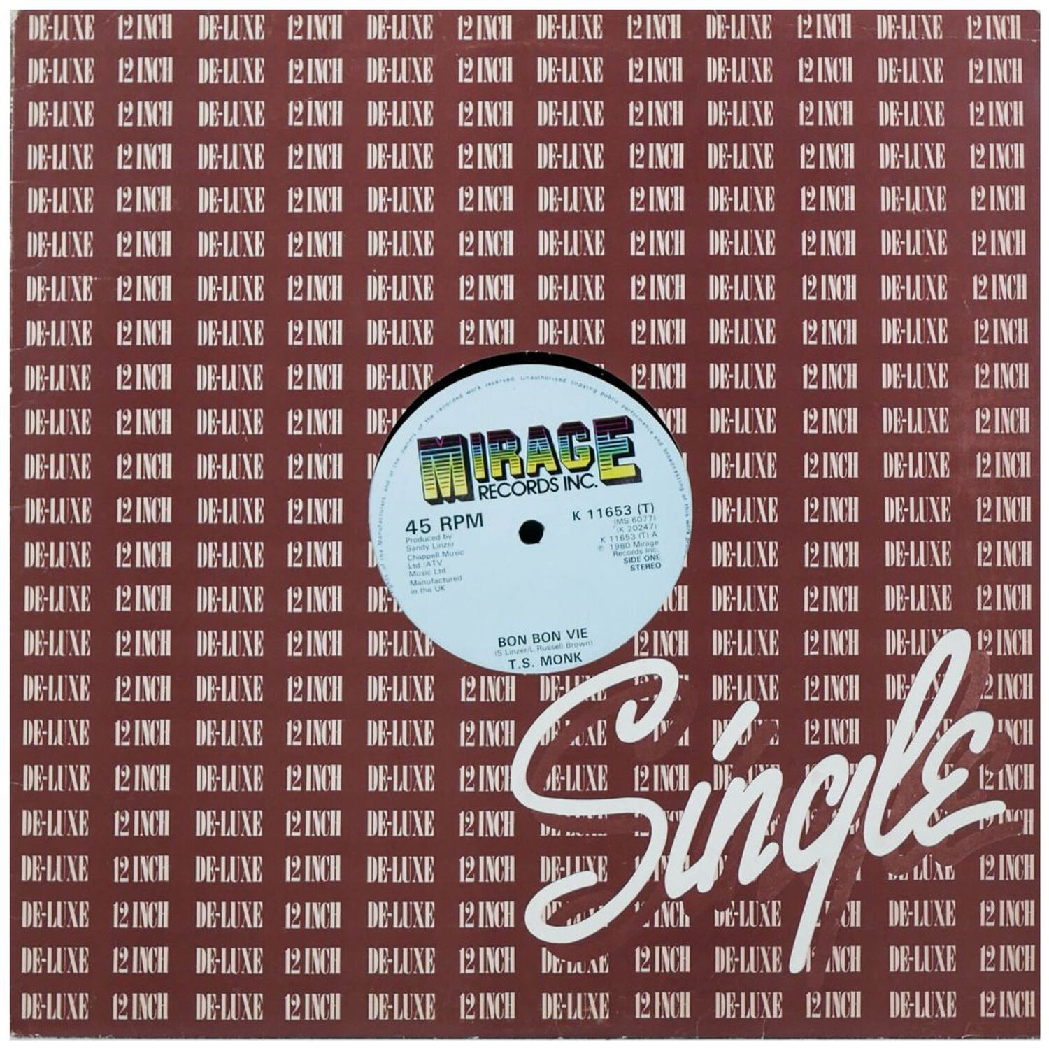T.s. Monk - Bon Bon Vie | 12" Maxi Single Usado image number 0.0