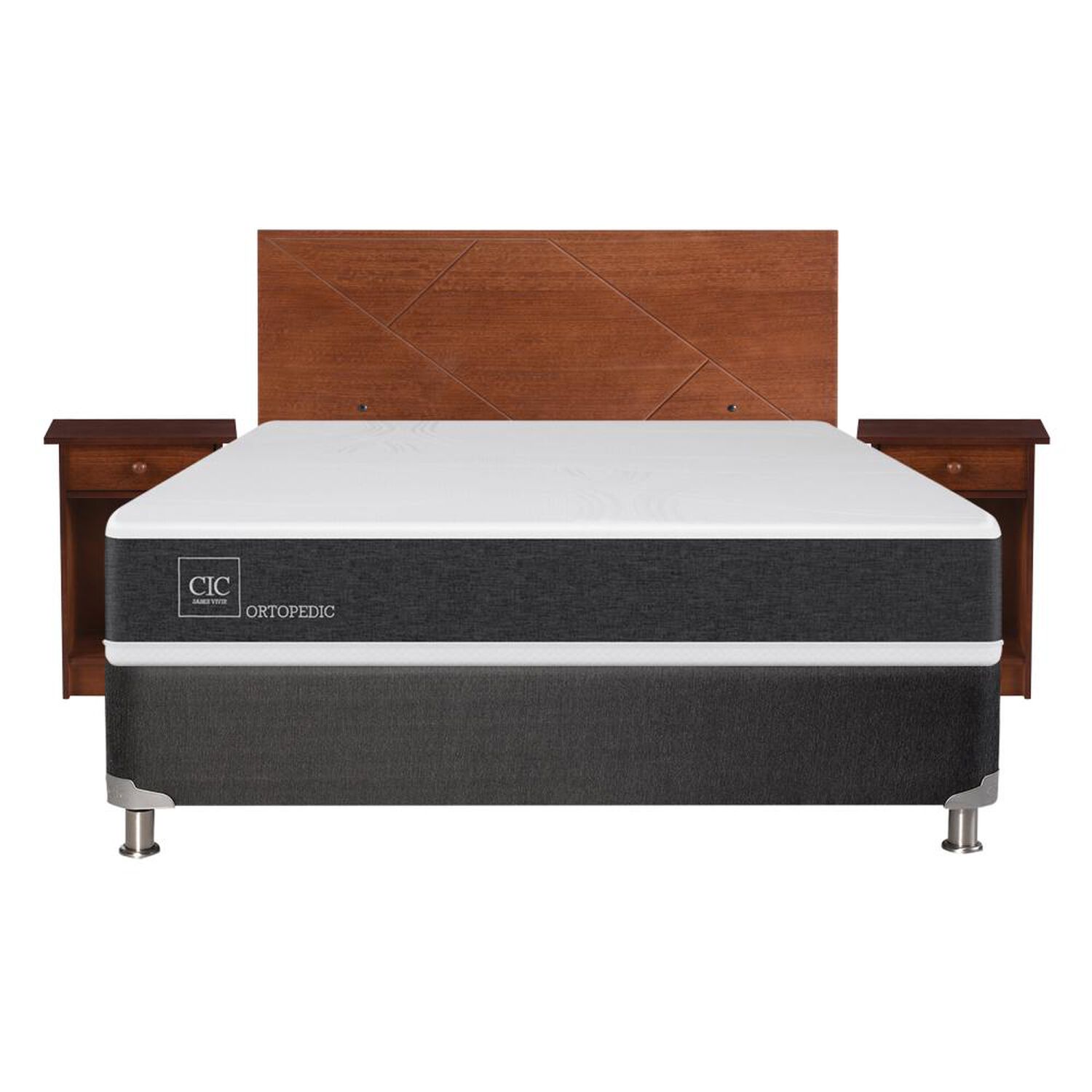Box Spring Cic Ortopedic / 2 Plazas / Base Normal + Set De Maderas image number 0.0