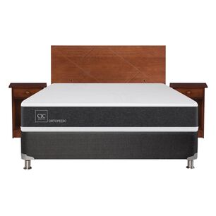 Box Spring Cic Ortopedic / 2 Plazas / Base Normal + Set De Maderas
