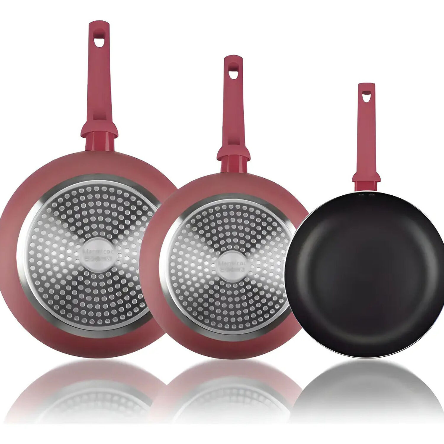 Set 3 Sartenes Antihaderentes Spring Marmicoc 18 20 24 Cm Rojo image number 0.0