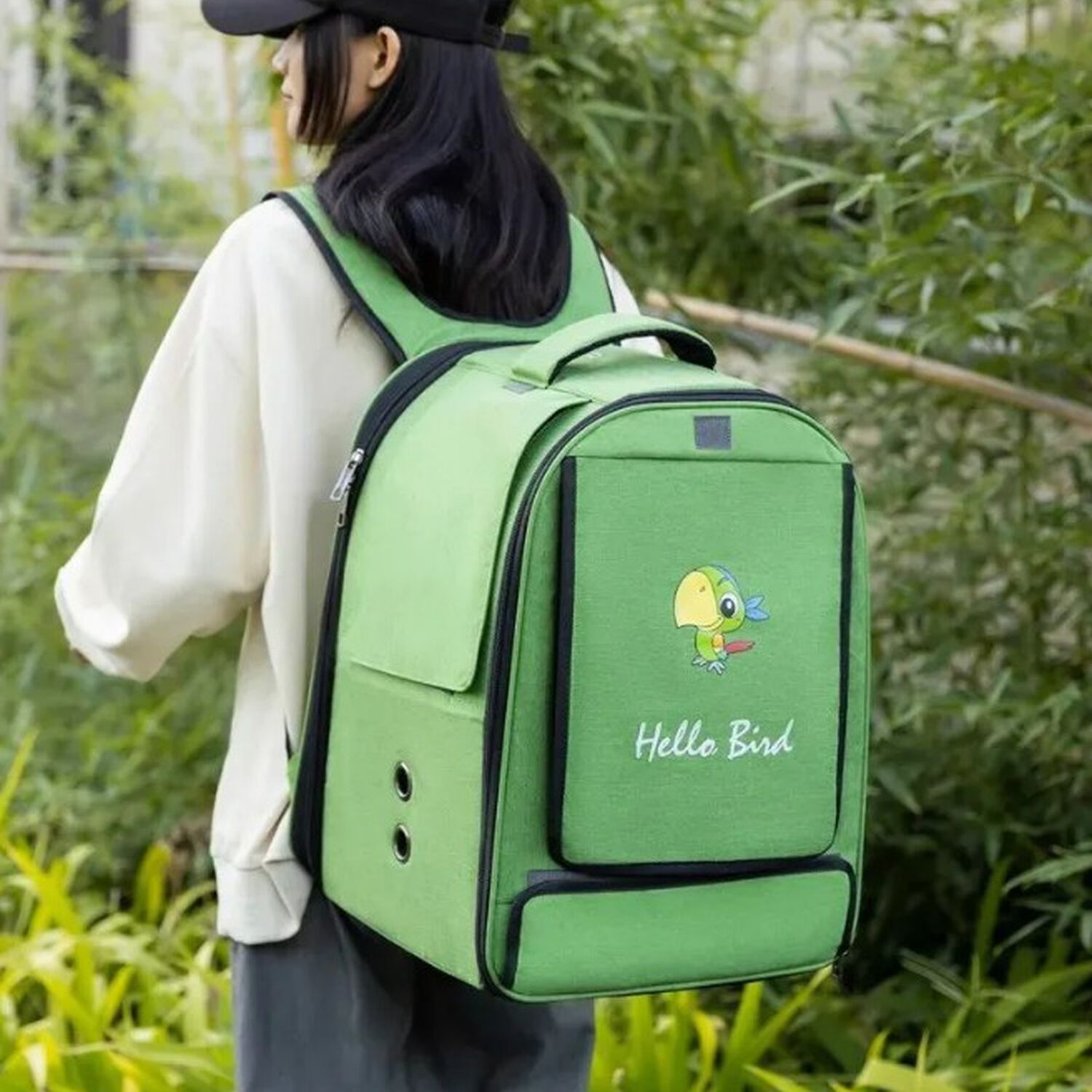 Mochila Bolso Transportes Malla Mascotas Perros Gatos Xl Verde image number 3.0
