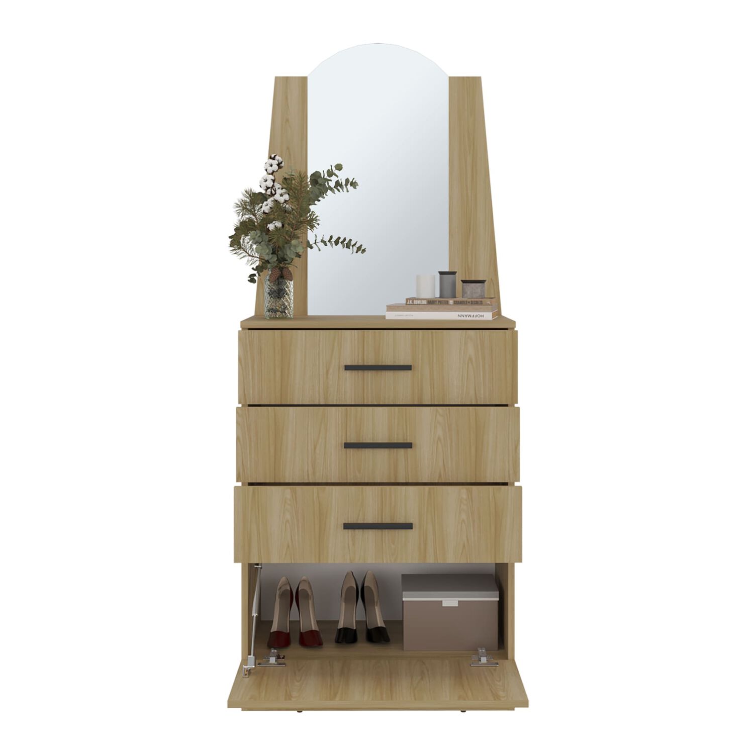 Comoda Con Espejo 159.5x62.8x35.3 Cm 3 Cajones 1 Puerta image number 1.0