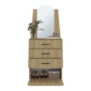 Comoda Con Espejo 159.5x62.8x35.3 Cm 3 Cajones 1 Puerta