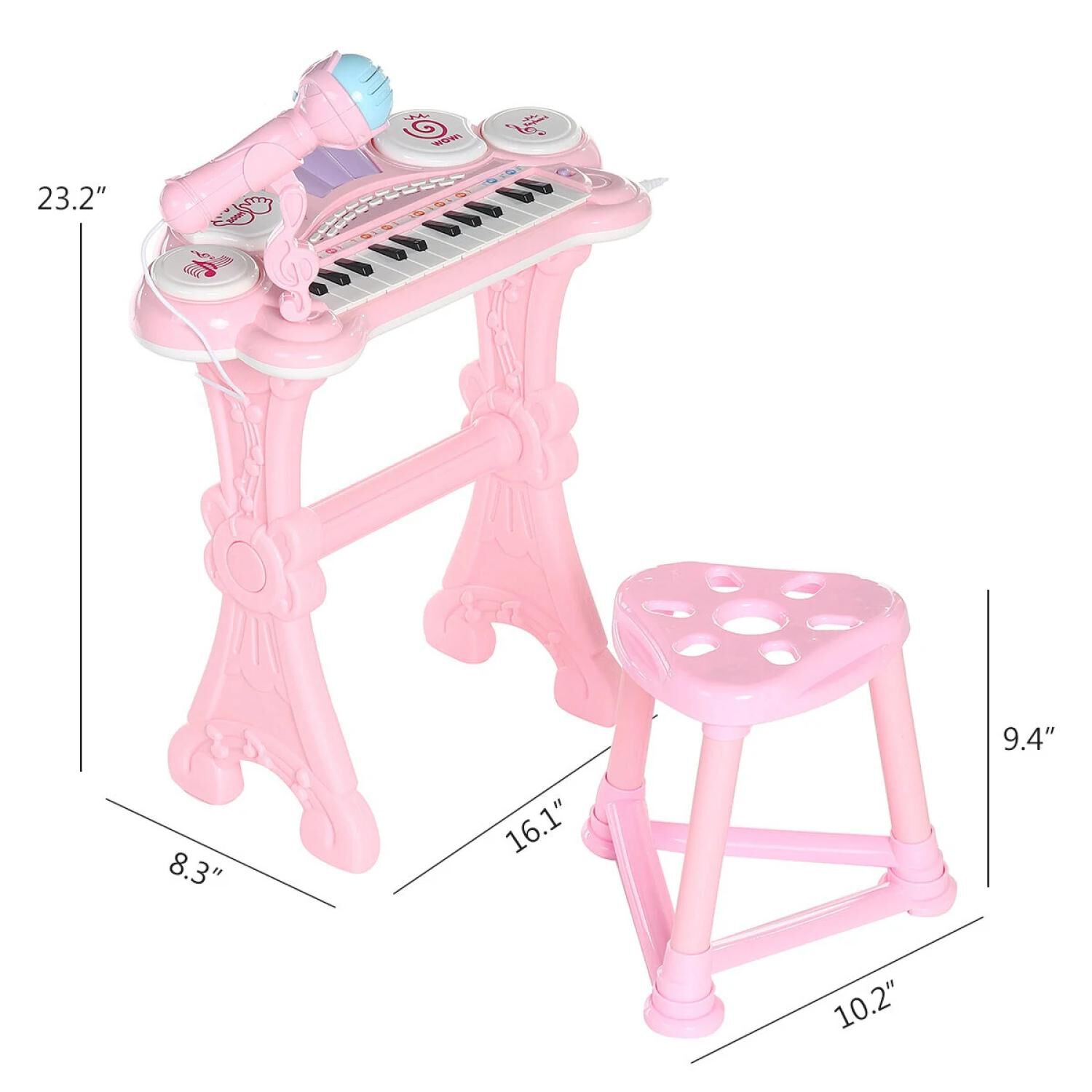 Juguete Teclado Piano Musical Con Microfono Rosado Infantil image number 2.0