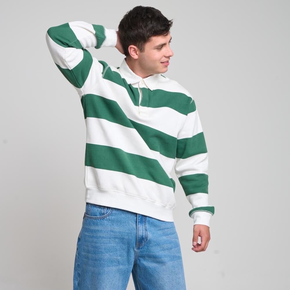 Polera Regular Rayas Manga Larga Cuello Camisero Hombre Skuad image number 2.0