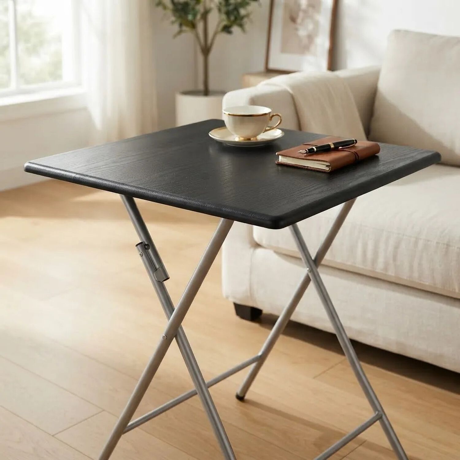 Mesa Plegable Port&aacute;til Cuadrada 60x60 Multiuso Negro image number 3.0