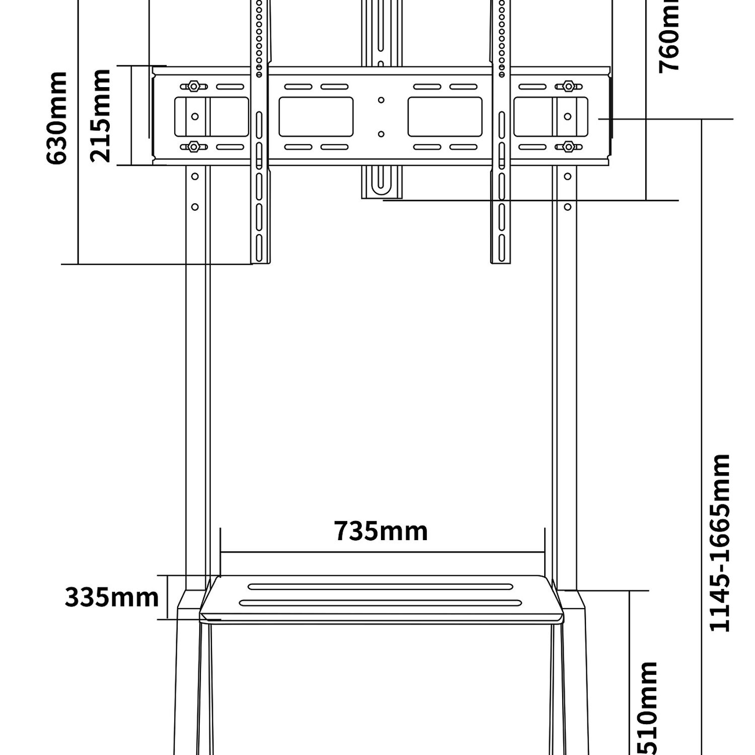 Pedestal Tv Alta Carga 55" A 110" 120kg - Brasforma image number 3.0