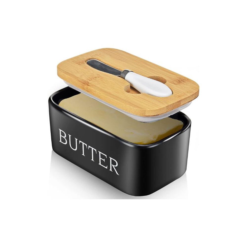 Recipiente De Cer&aacute;mica Para Mantequilla Con Tapa Y Cuchillo 400ml image number 0.0