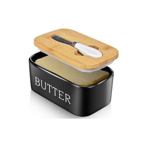 Recipiente De Cer&aacute;mica Para Mantequilla Con Tapa Y Cuchillo 400ml