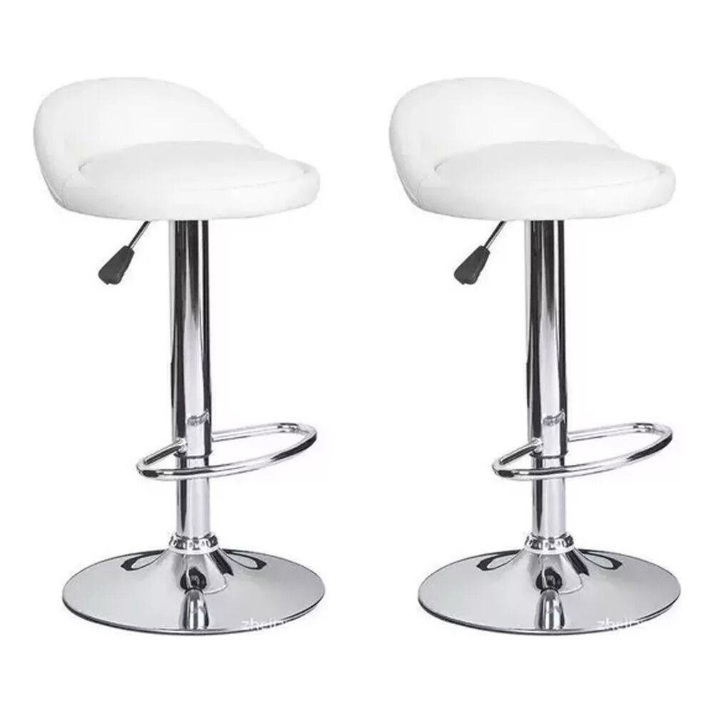 Pack 2 Silla Bar Altura Regulable Taburete Respaldo Blanco image number 0.0