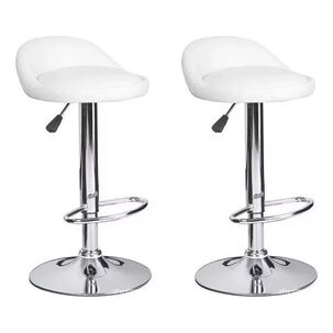 Pack 2 Silla Bar Altura Regulable Taburete Respaldo Blanco