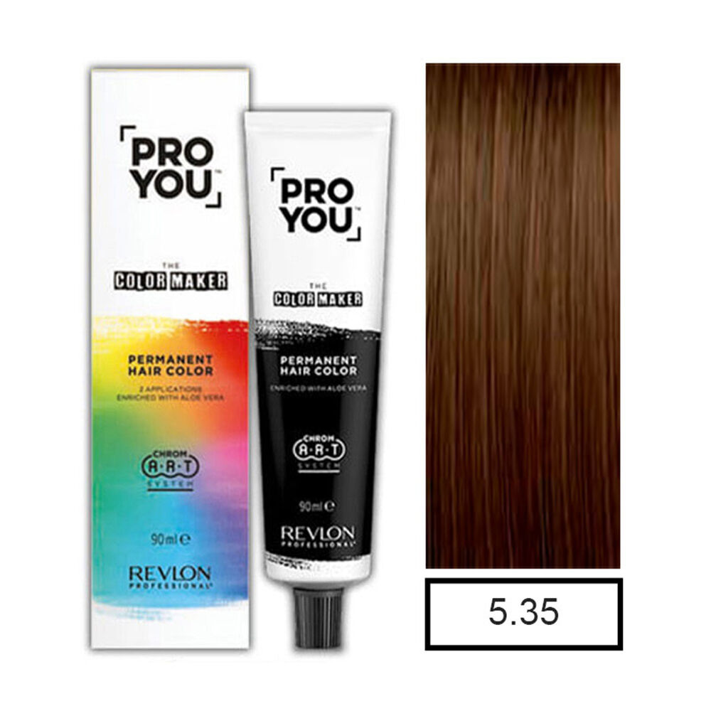 Pro You Color Maker Tintura Permanente Castaño Claro Dorado Caoba 5.35 90ml+oxidante image number 0.0