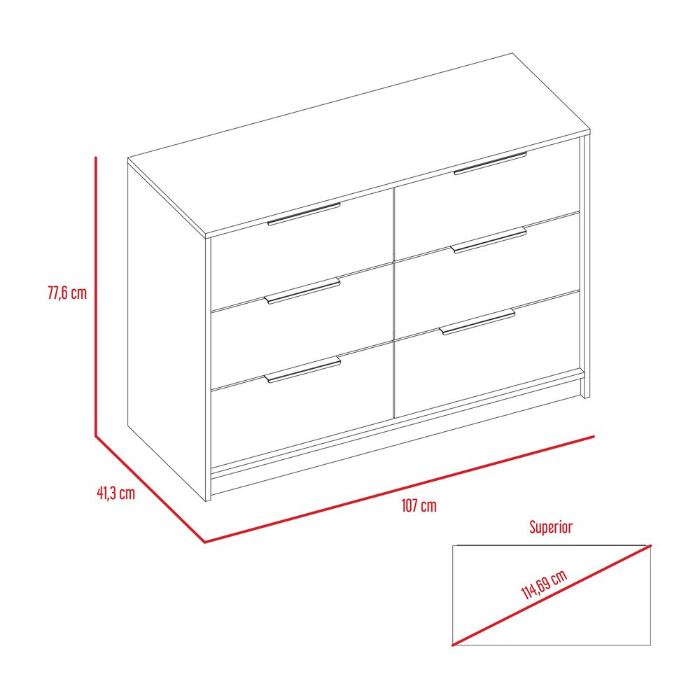Comoda 4 Cajones 2 Puertas Abatibles Fm-020c - Café Claro / Blanco image number 6.0
