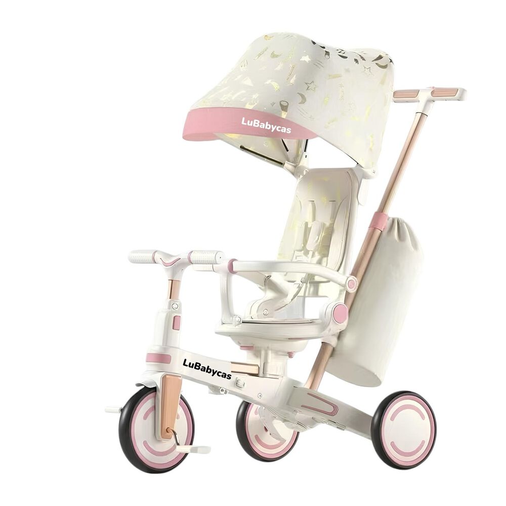 Triciclo Balance Plegable Con Bolso 9 En 1 Lubabycas Rosado image number 8.0