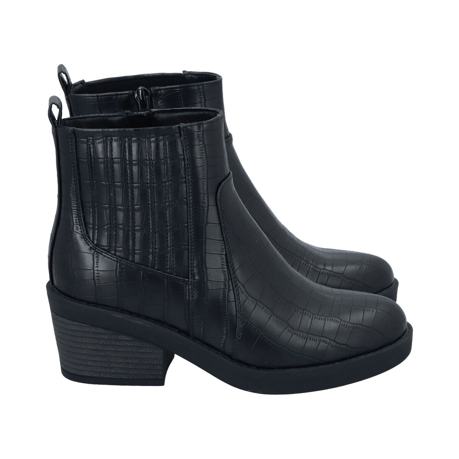 Botin Casual Mujer Negro Taco Medio Nani Police image number 1.0