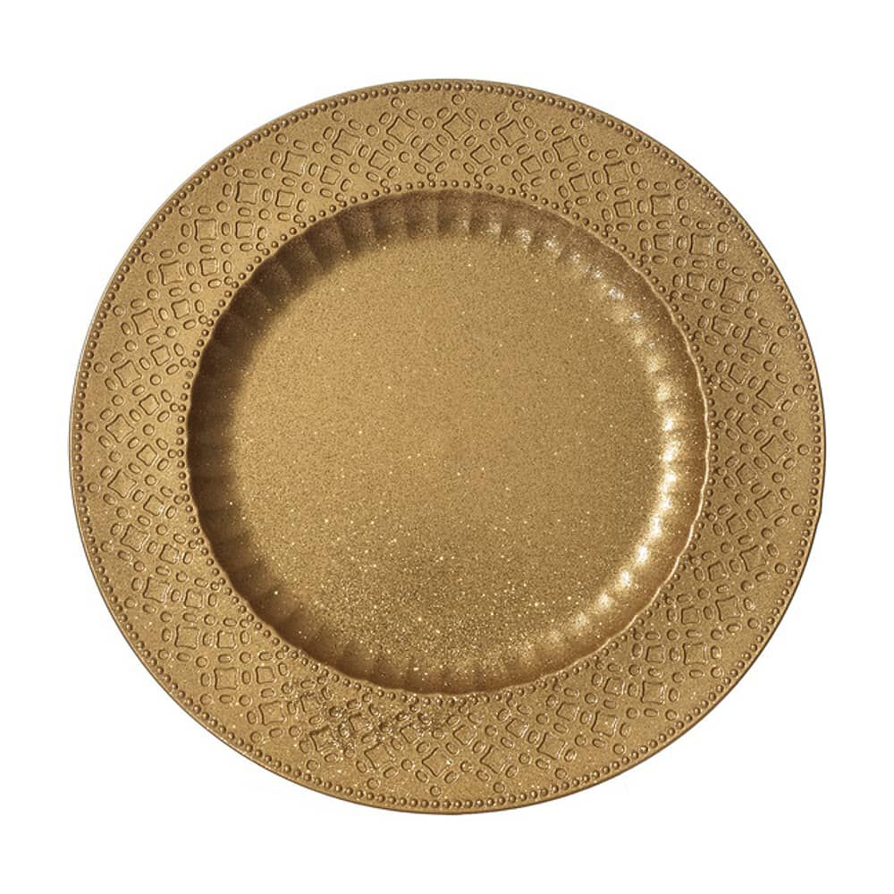 Plato De Navidad Casaideal Circular Bordado Dorado image number 0.0