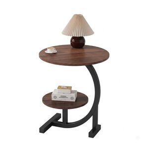 Mesa Auxiliar En Forma De C Redonda De 2 Niveles Living