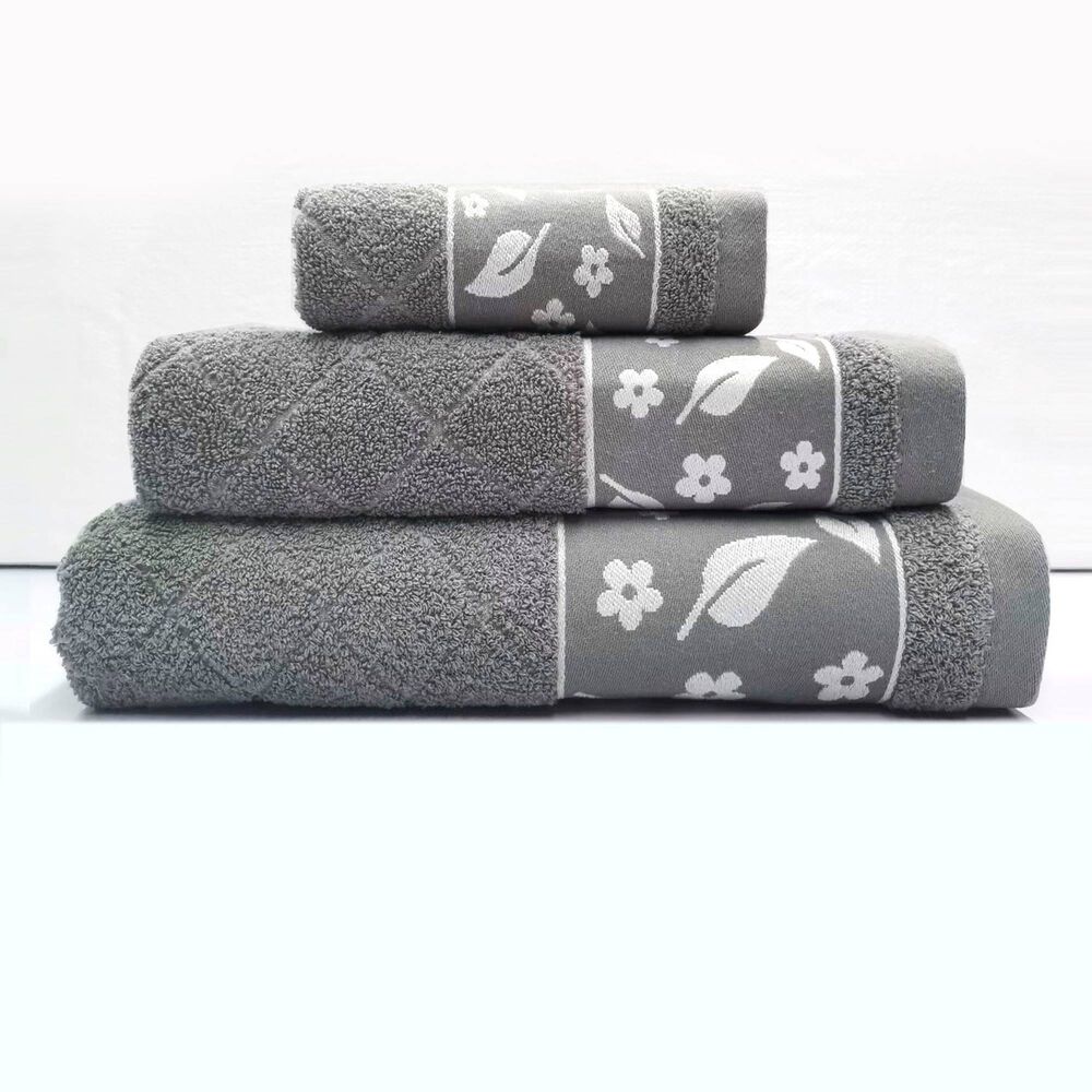 Juego Toalla Andes 3 Piezas Hojas Gris image number 0.0