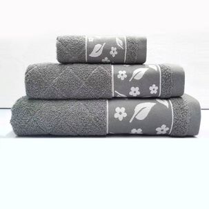 Juego Toalla Andes 3 Piezas Hojas Gris