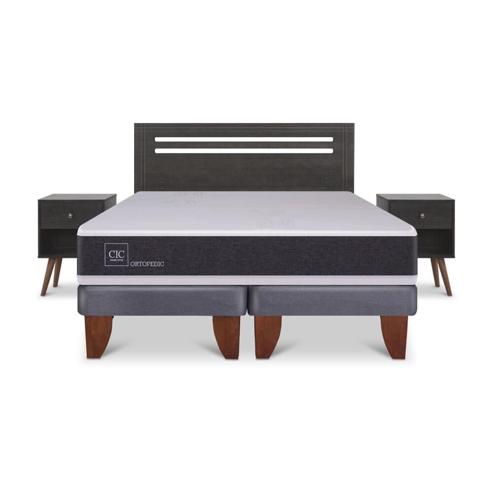 Cama Europea Cic Ortopedic / 2 Plazas / Base Dividida + Set De Maderas image number 0.0