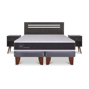 Cama Europea Cic Ortopedic / 2 Plazas / Base Dividida + Set De Maderas