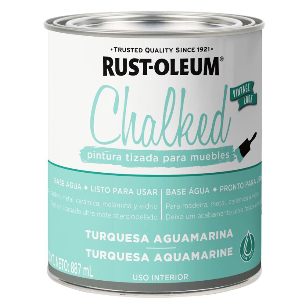 Pintura Chalked Tizada Base Agua 877ml Turquesa Aguamarina - Rust Oleum image number 0.0