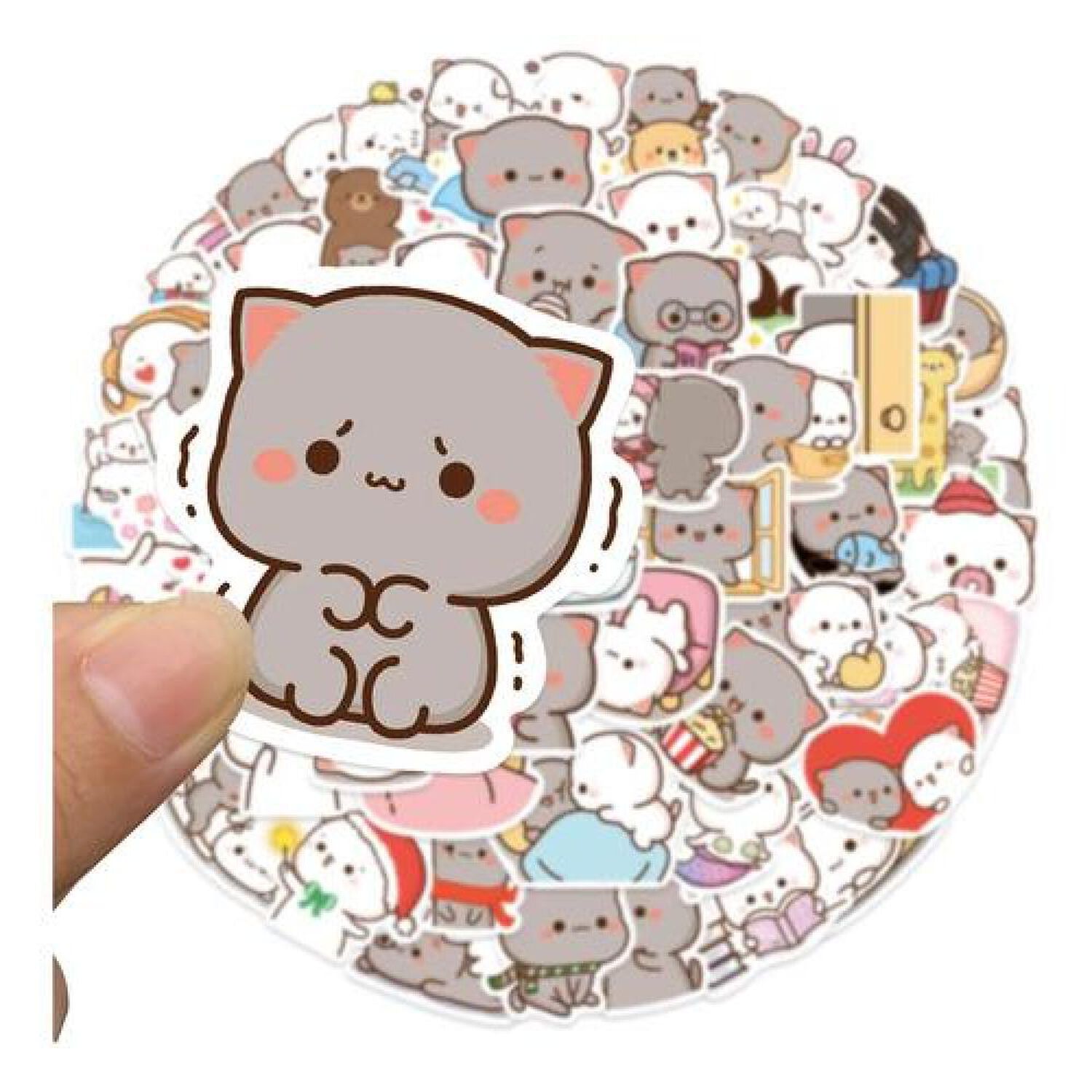 Set Stickers Calcomonias Mochi Mochi Peach Cat Gatitos Kawai image number 1.0