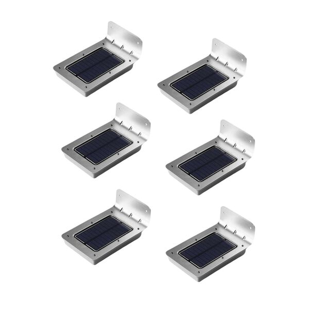 Pack 6 Aplique Luz Led Solar Con Sensor De Movimiento Contra Agua