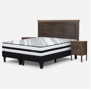 Cama Europea Rosen Driven / King / Base Dividida + Set De Maderas Anna