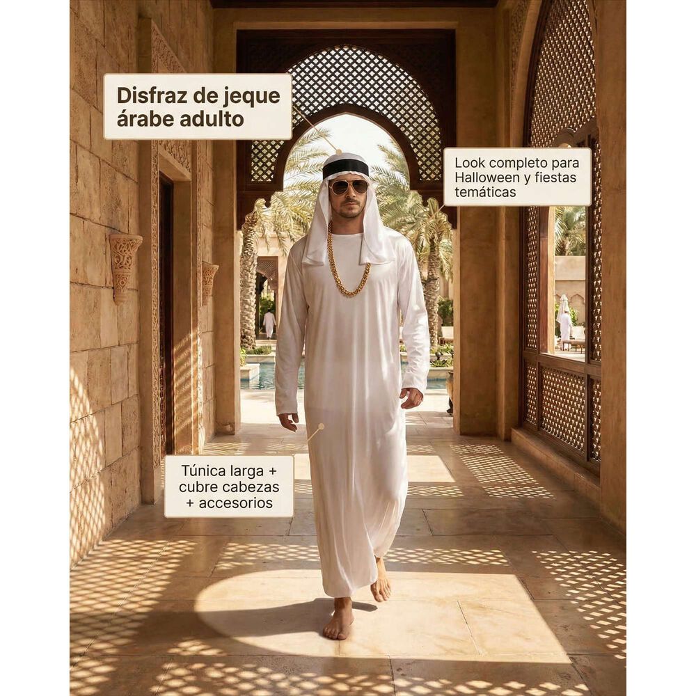 Disfraz Cosplay Jeque Arabe Adulto Halloween Tunica image number 2.0