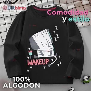 Polera Manga Larga Ni&ntilde;a 100% Algod&oacute;n Unicornios Negro Camiseta