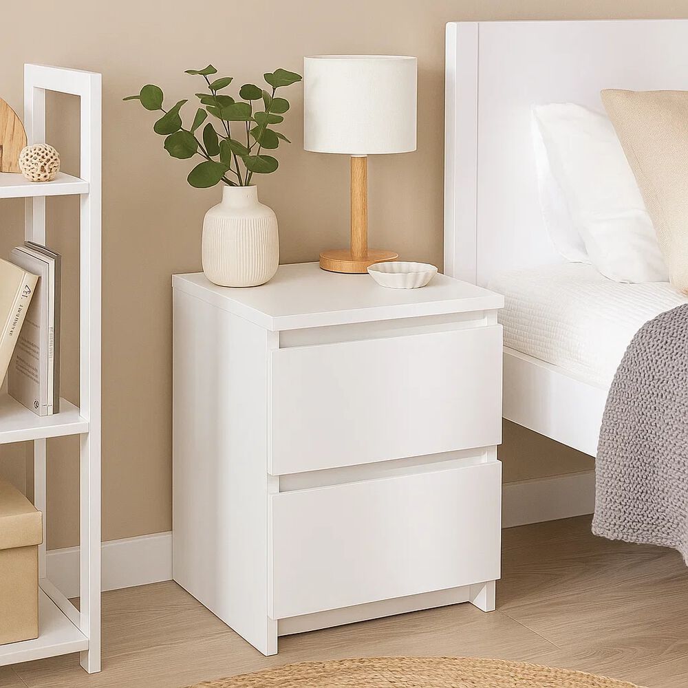 Pack De 2 Veladores Cajon Doble Minimal Blanco image number 1.0