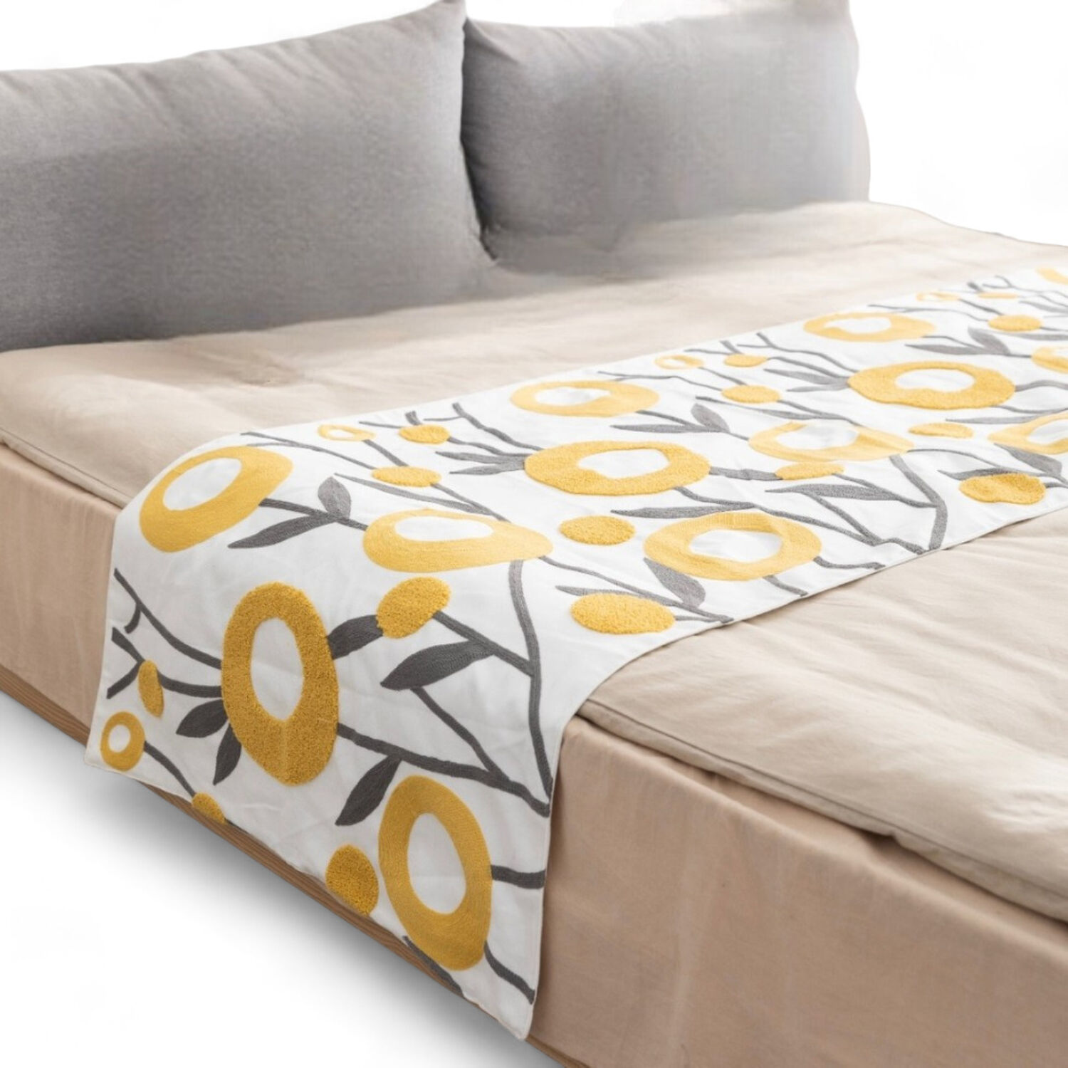  Piecera Pie De Cama Bordada 210cm X 70cm Para Cama De 2 Plazas O King - Pb3-2 image number 0.0