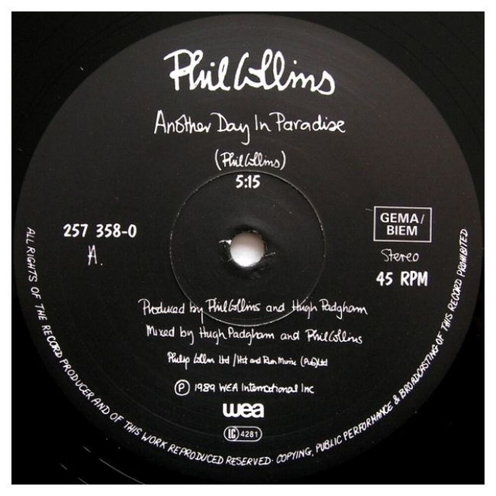 Phil Collins - Another Day In Paradise | 12" Maxi Single Usado image number 2.0