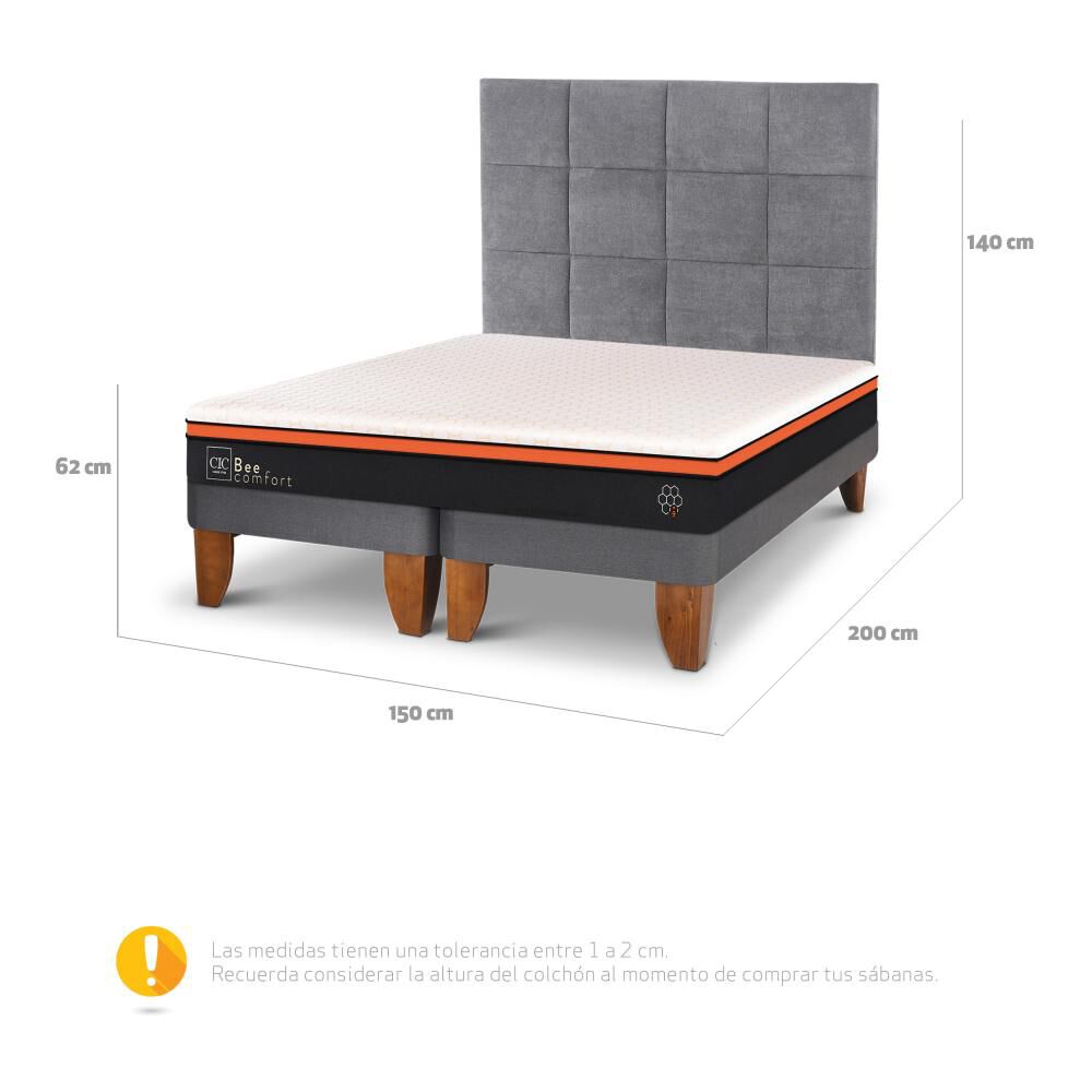 Cama Europea Cic Bee Comfort / 2 Plazas / Base Dividida + Respaldo image number 2.0