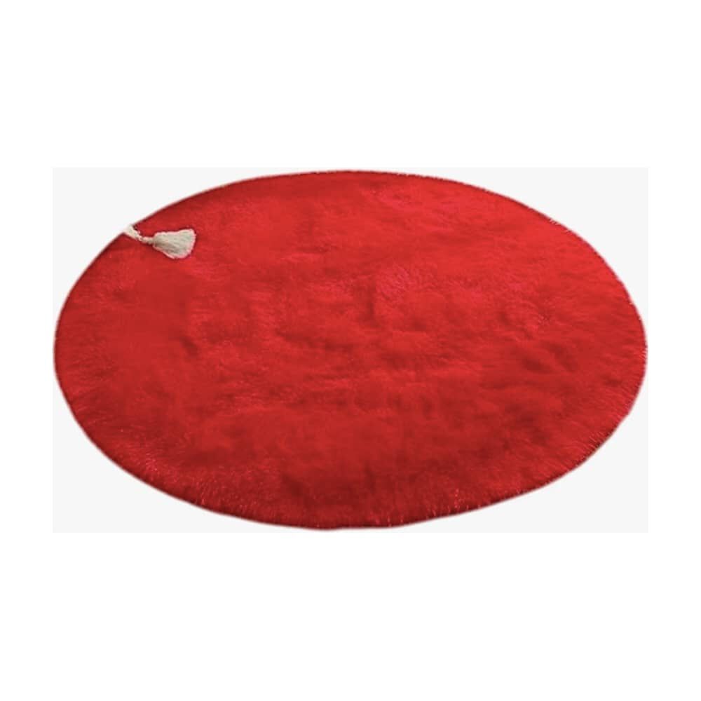 Alfombra Redonda Peluda Roja image number 0.0