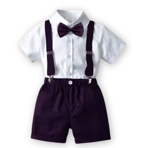 Conjunto De Vestir Con Corbatín Y Pantalón Corto De 9 Meses A 6 Años