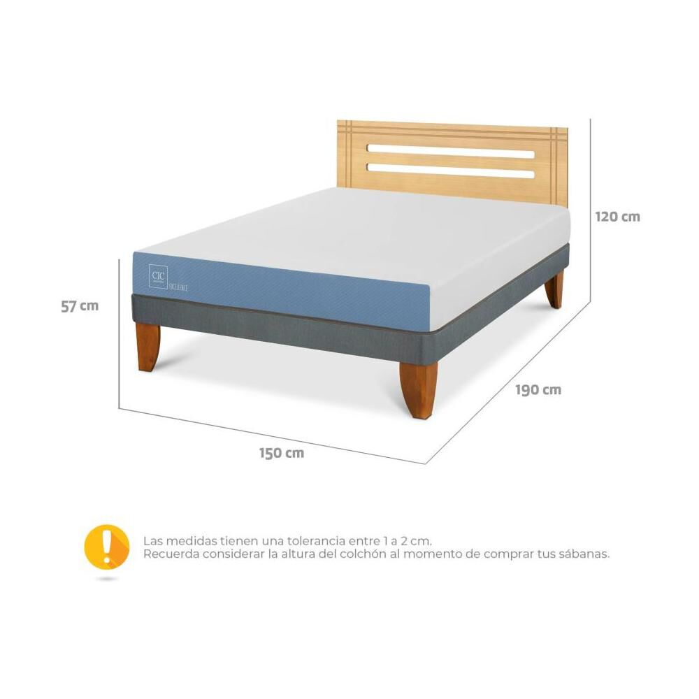Cama Europea Cic Excellence / 2 Plazas / Base Normal + Respaldo image number 2.0