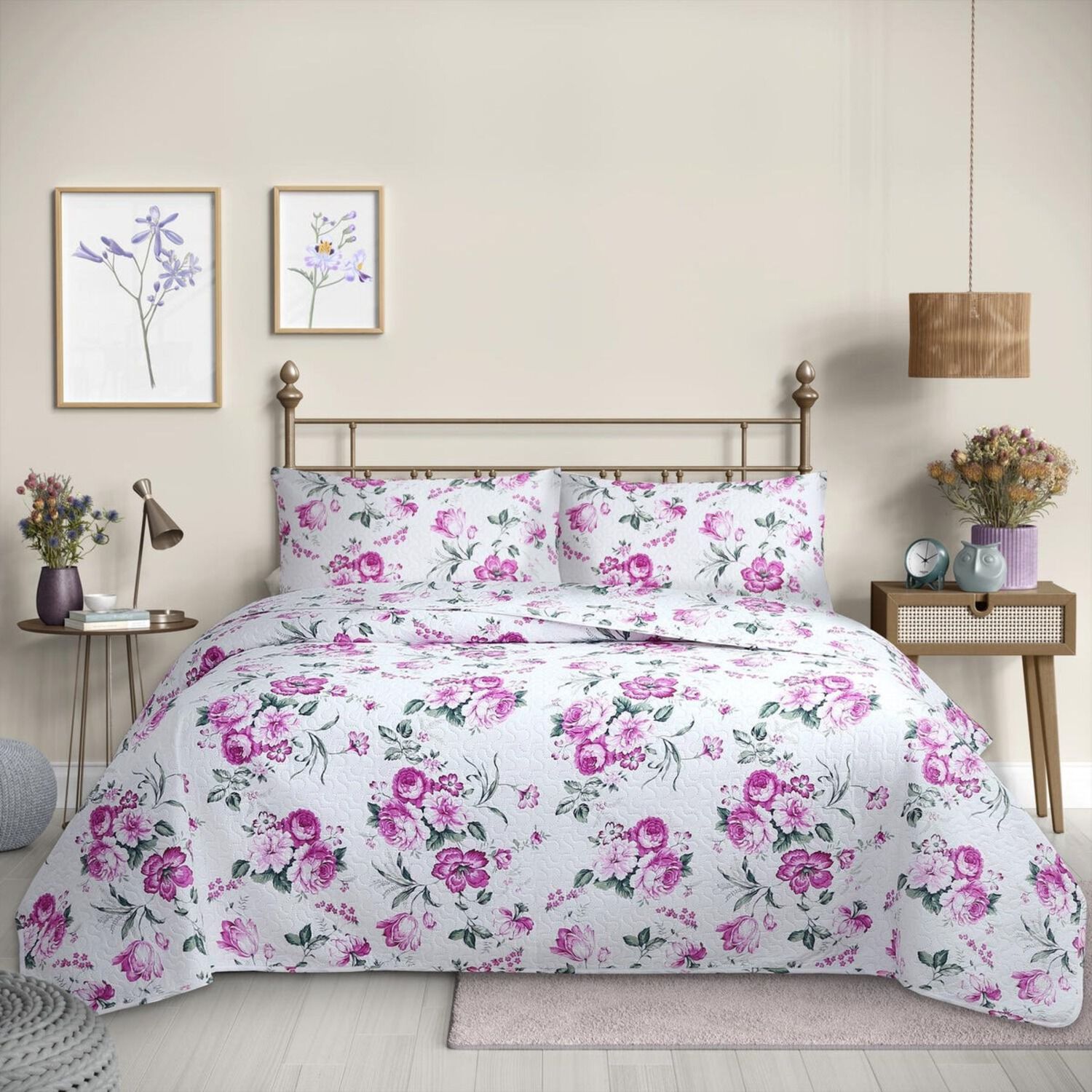 Cubrecama Quilt Reversible Queen 220 X 240 Cm Estampado Rojo Flowers Collection Martin&eacute; image number 0.0