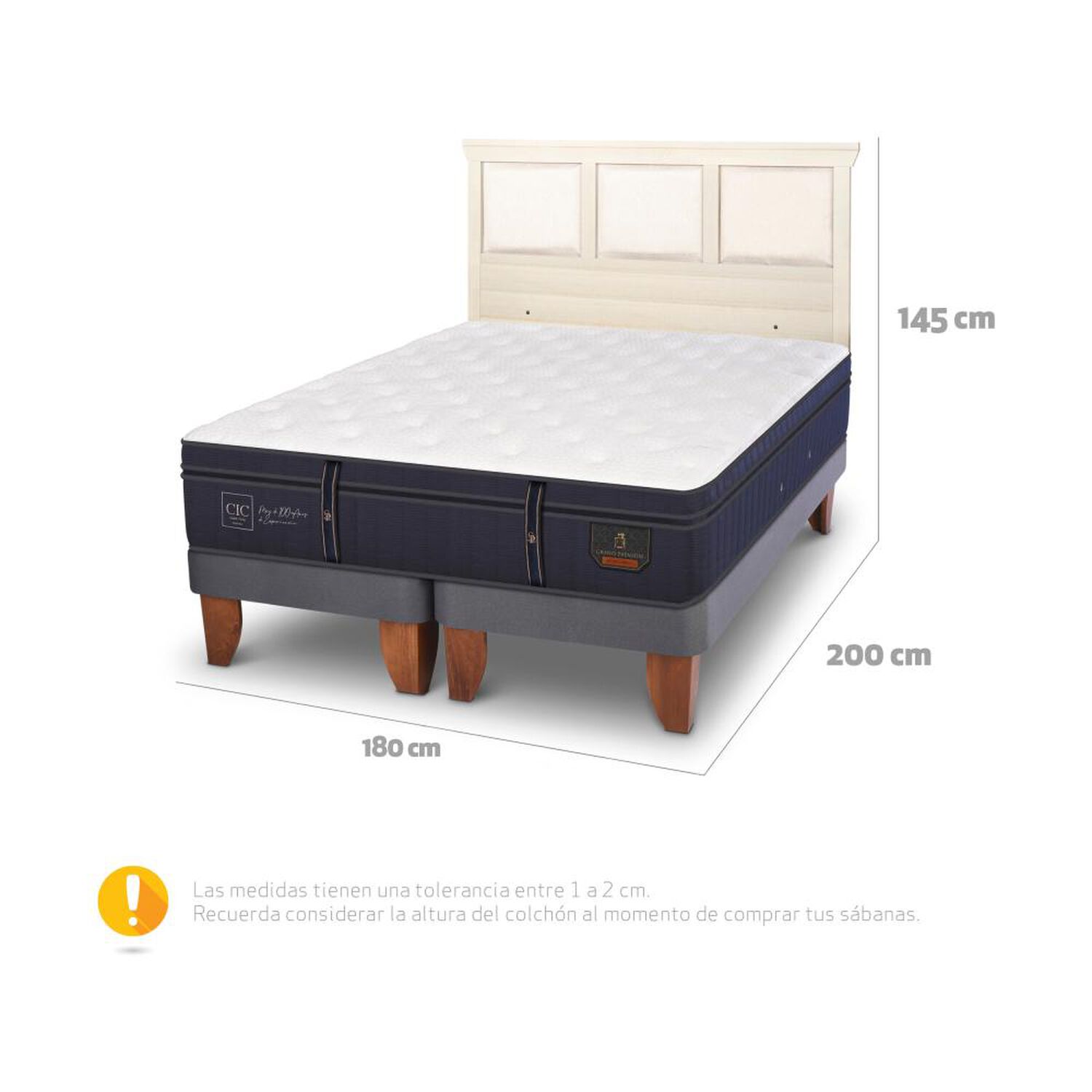 Cama Europea Cic Linea Premium / King / Base Dividida + Respaldo image number 5.0