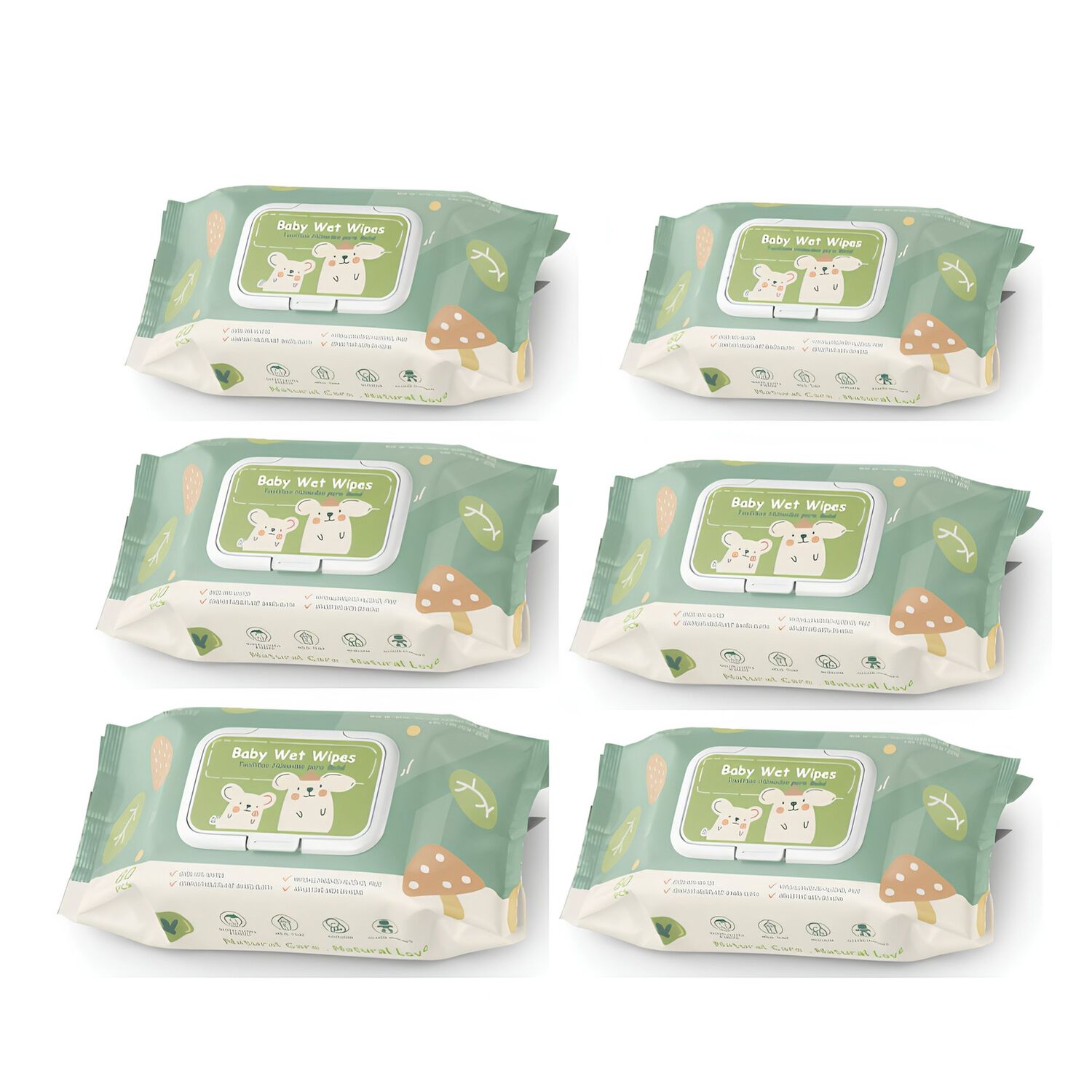 Toallitas H&uacute;medas Con Tapa Pack 6x80 Unidades Lubabycas image number 8.0