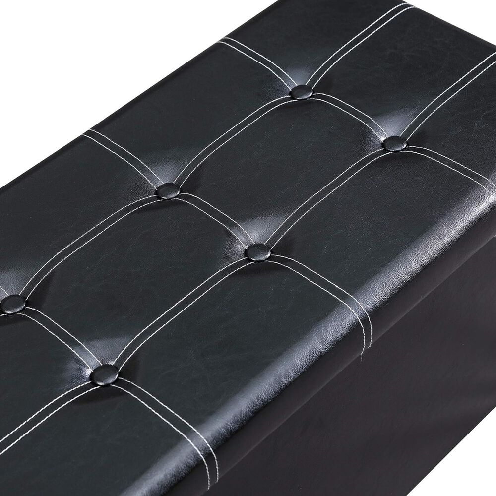 Banqueta Puff Baul Organizador Sillón Negro 76x38cm image number 3.0