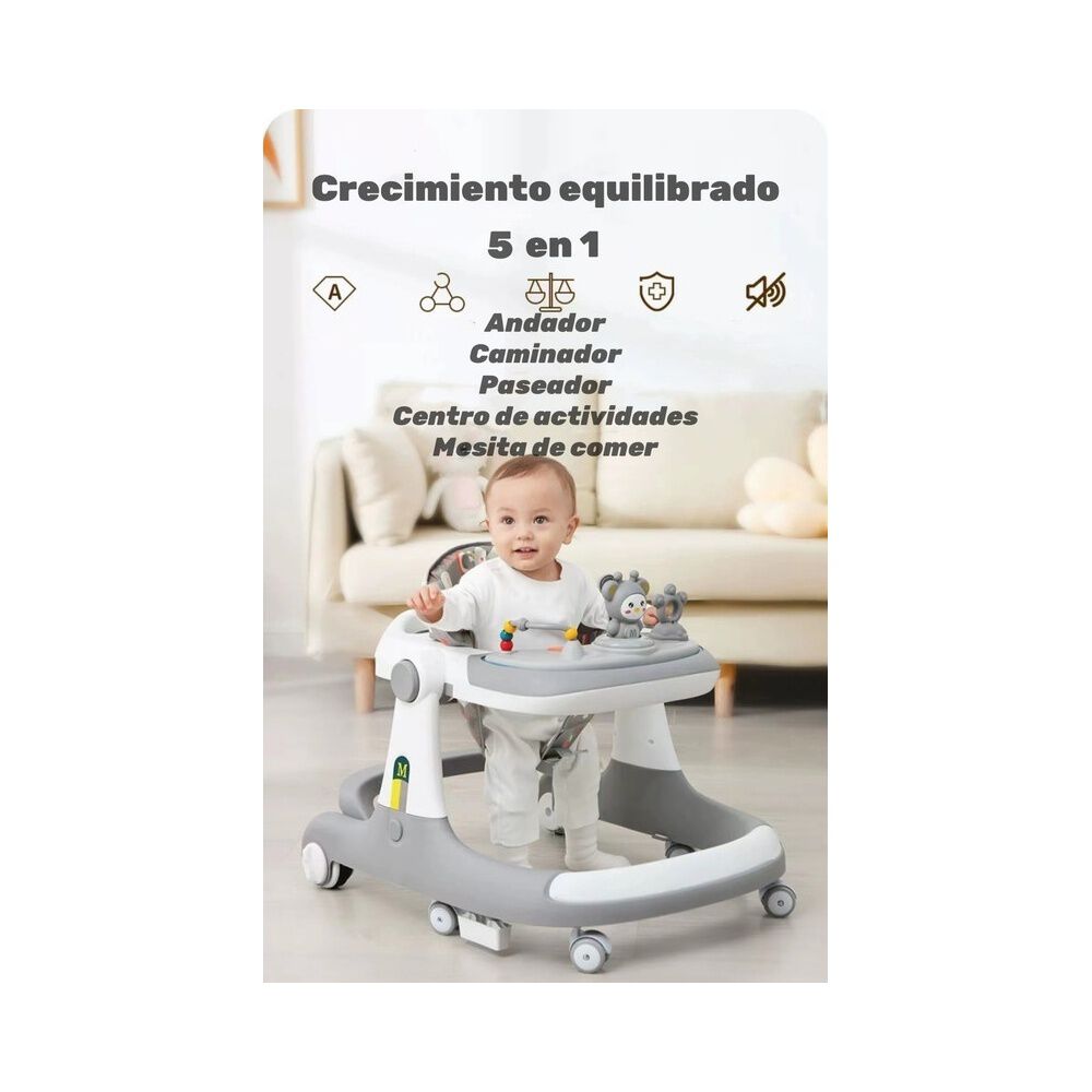Andador Caminador 5 En 1 Con Apoya Pies Lubabycas Gris image number 1.0