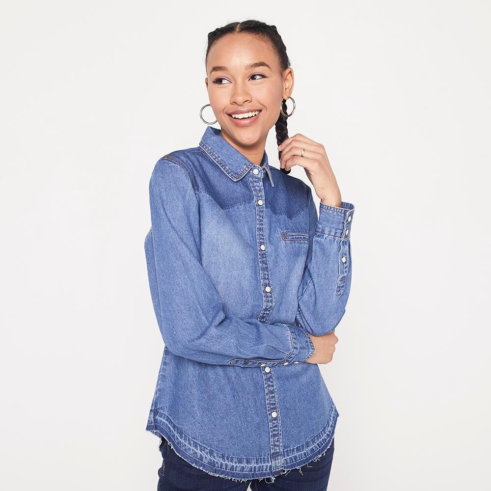 blusas denim mujer