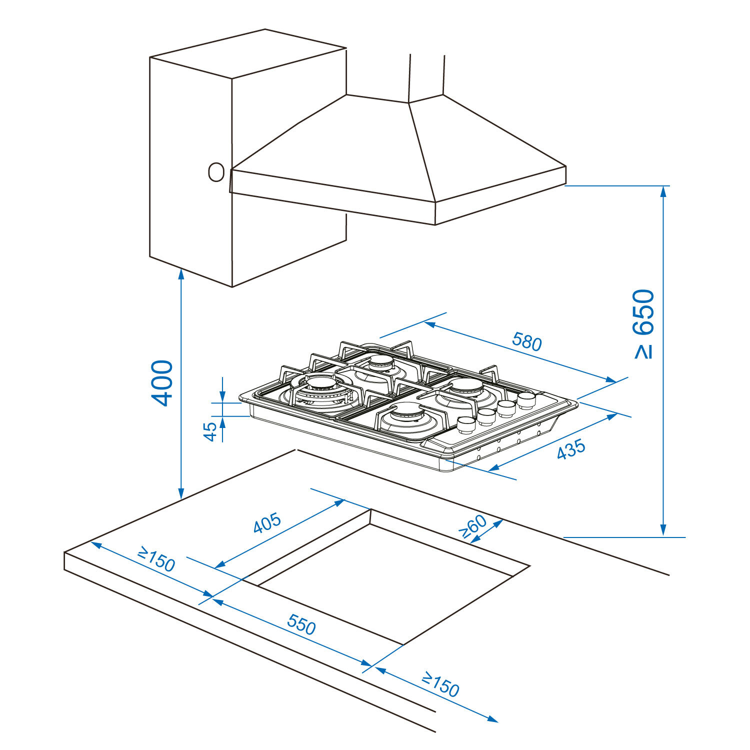 Encimera A Gas Groner Inox Xs 4q image number 4.0