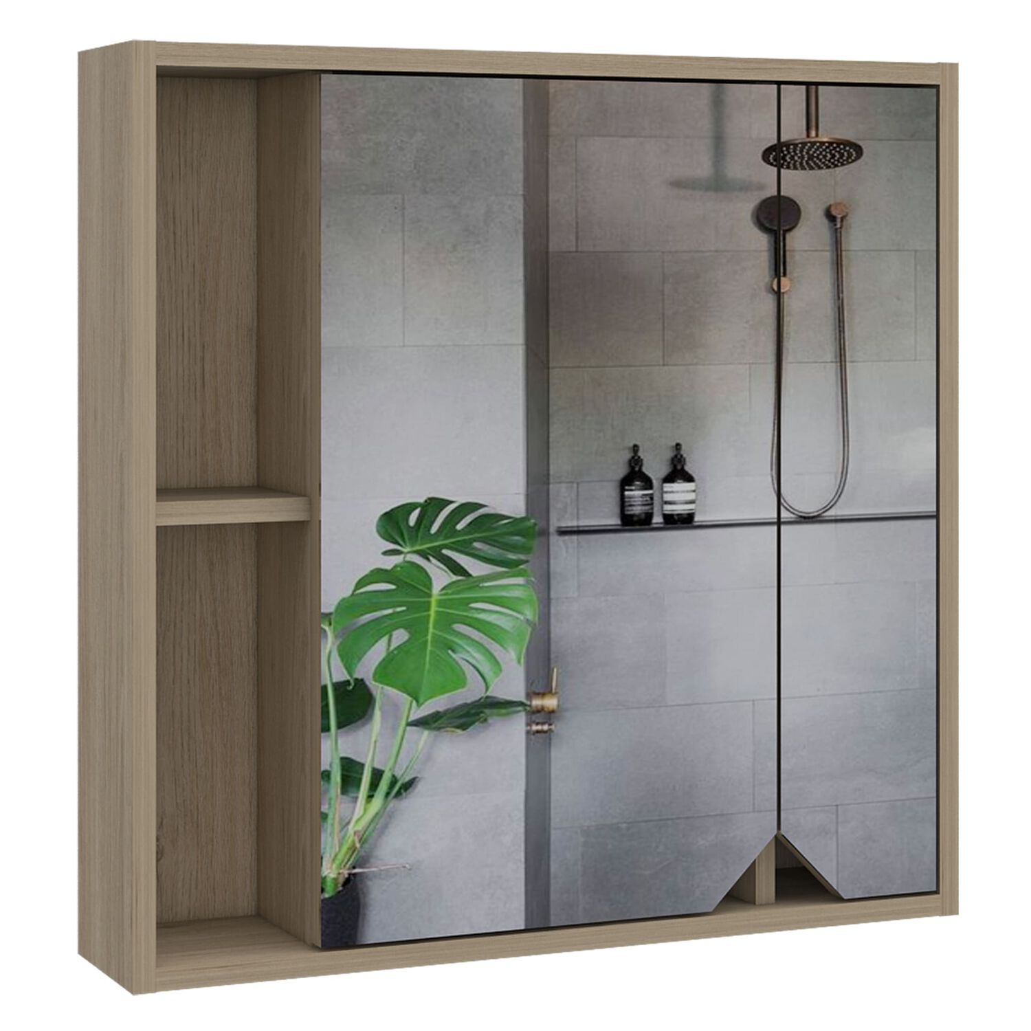Botiquin De Ba&ntilde;o 60x60x13,6 Cm Caf&eacute; Claro Con Espejo image number 0.0
