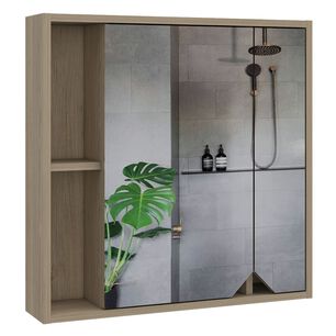 Botiquin De Ba&ntilde;o 60x60x13,6 Cm Caf&eacute; Claro Con Espejo
