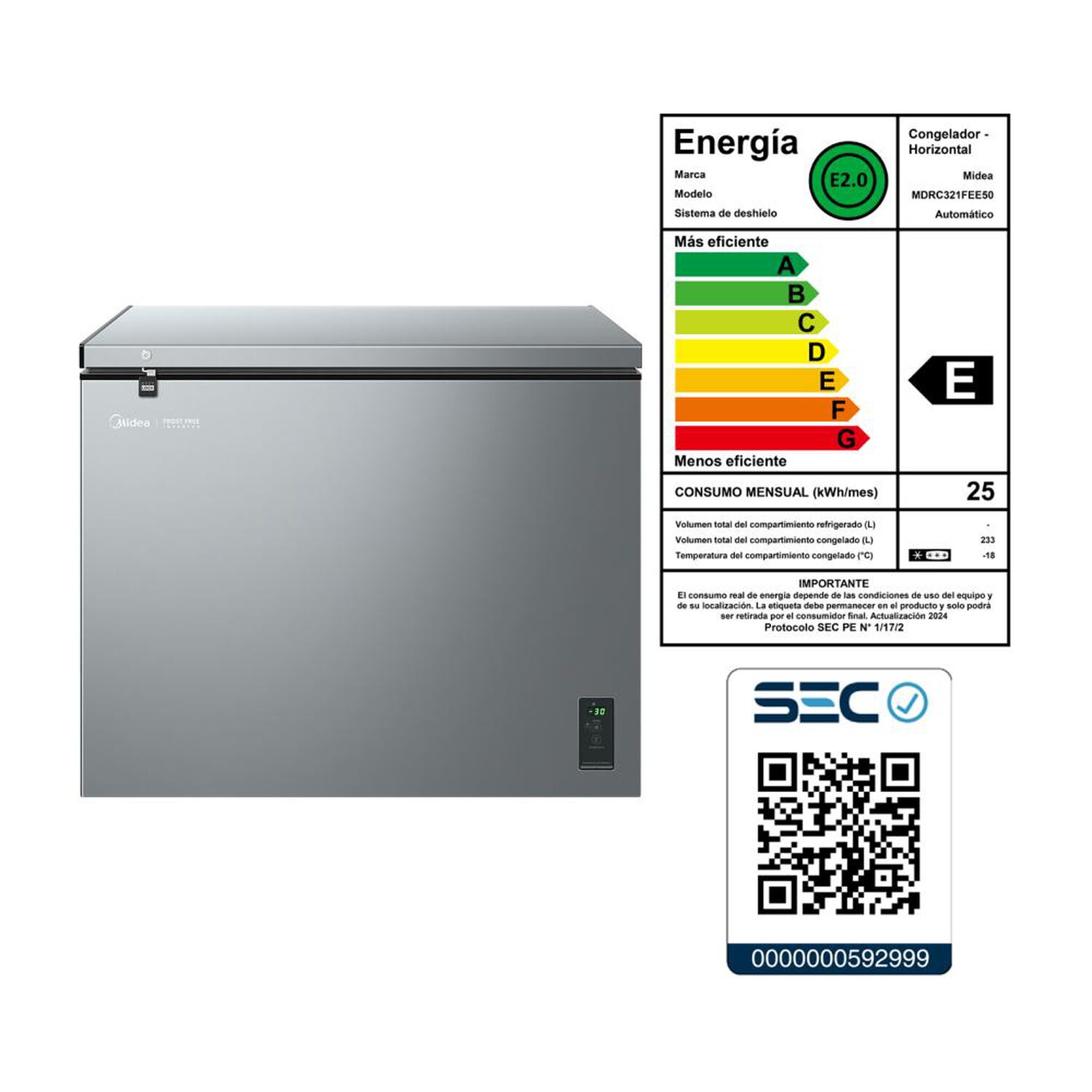 Freezer Horizontal Midea Mdrc321fee50 / No Frost / 233 Litros / E image number 12.0