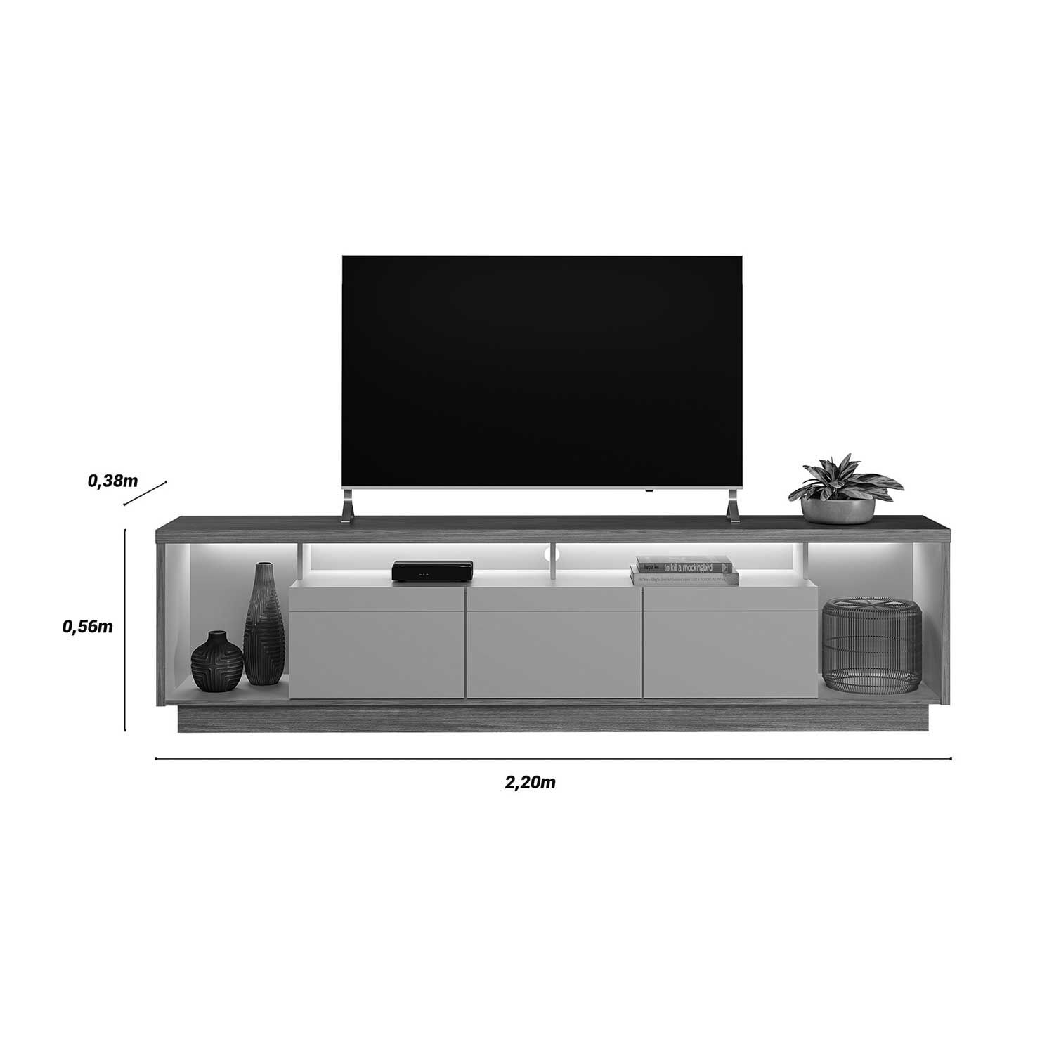 Rack Tv Estoril 75" Con Luz Led 218x56x38 image number 6.0